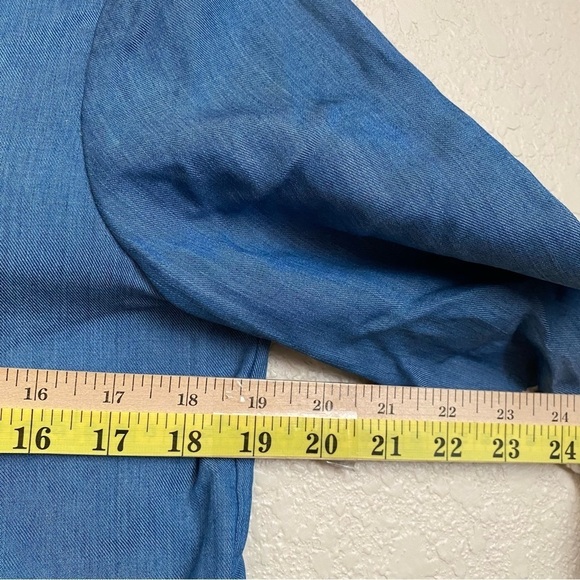 Jonathan Simkhai women's lace inset trumpet sleeve chambray top size S small - Picture 6 of 7